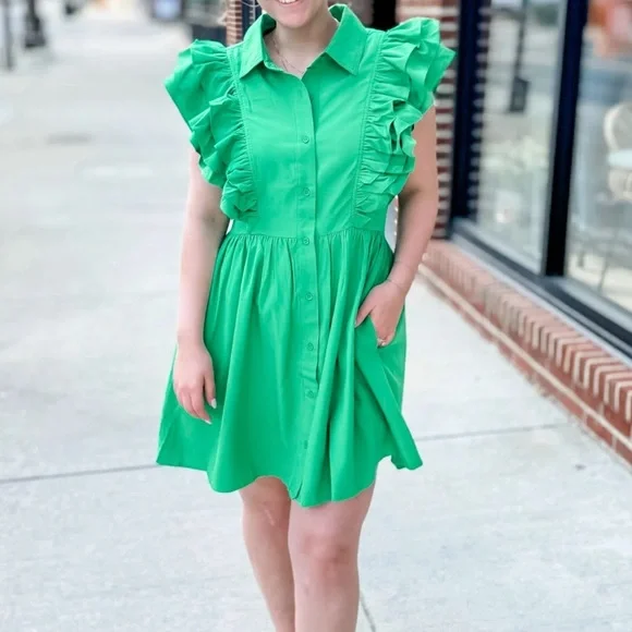 green emerald velvet dress Olive and Lime Dress Entro Brand Dresses main image 1